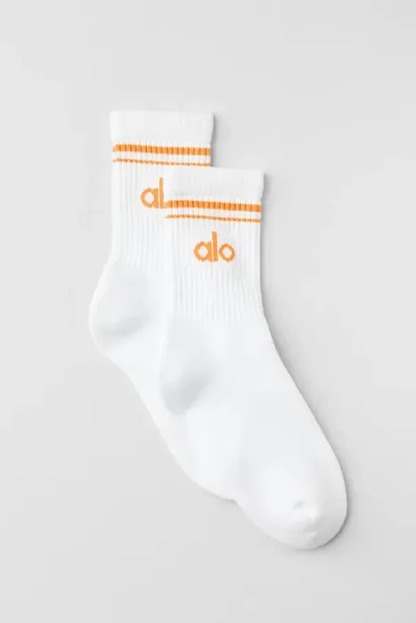 Unisex Half-Crew Throwback Sock - White/Satsuma Breeze