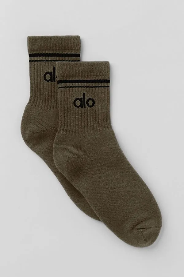 Unisex Half-Crew Throwback Sock - Olive Tree/Black