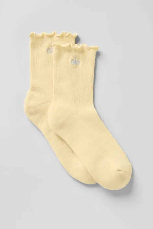 Women's Lettuce Edge Sock - Warm Butter