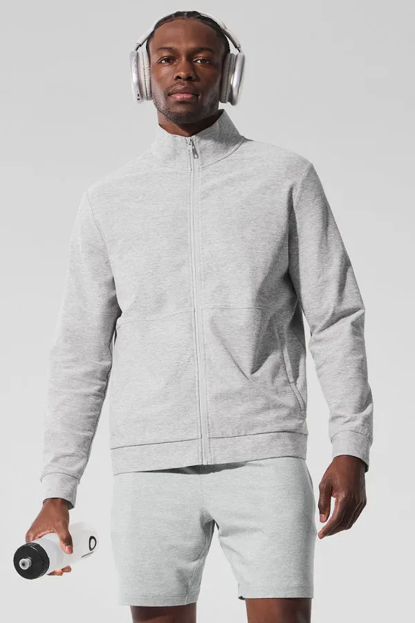 Conquer Max Mock Neck Full Zip - Athletic Heather Grey