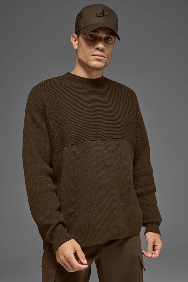 Domain Shift Rib Knit Sweater Crew - Espresso