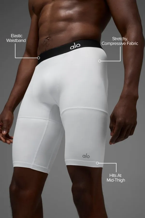 9" Flight Compression Short - White