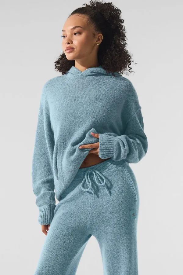 Wool Cashmere New Class Hoodie - Celestial Blue Granite Heather