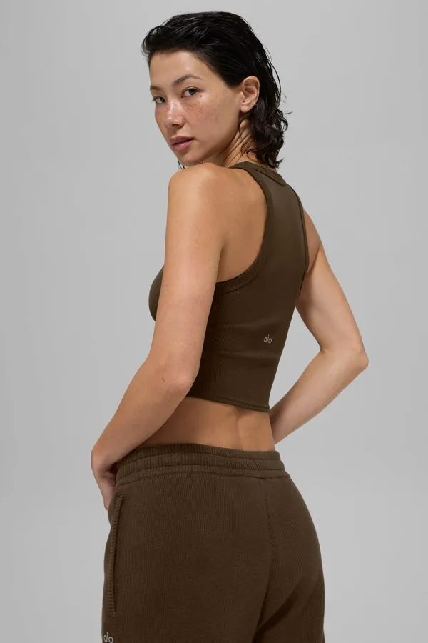 Goddess Ribbed Go-To Tank - Espresso