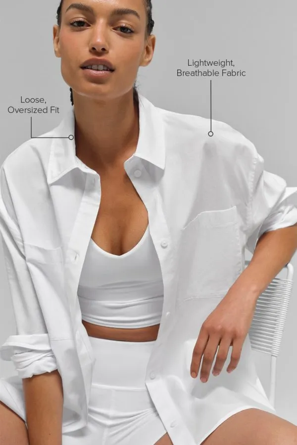 Cotton Real Deal Button Up Long Sleeve - White