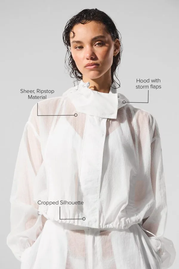 Cropped Game Time Full Zip Jacket - White