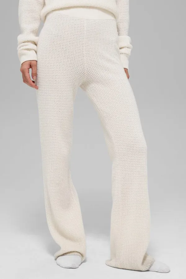Cashmere High-Waist Plush Waffle Pant - Ivory