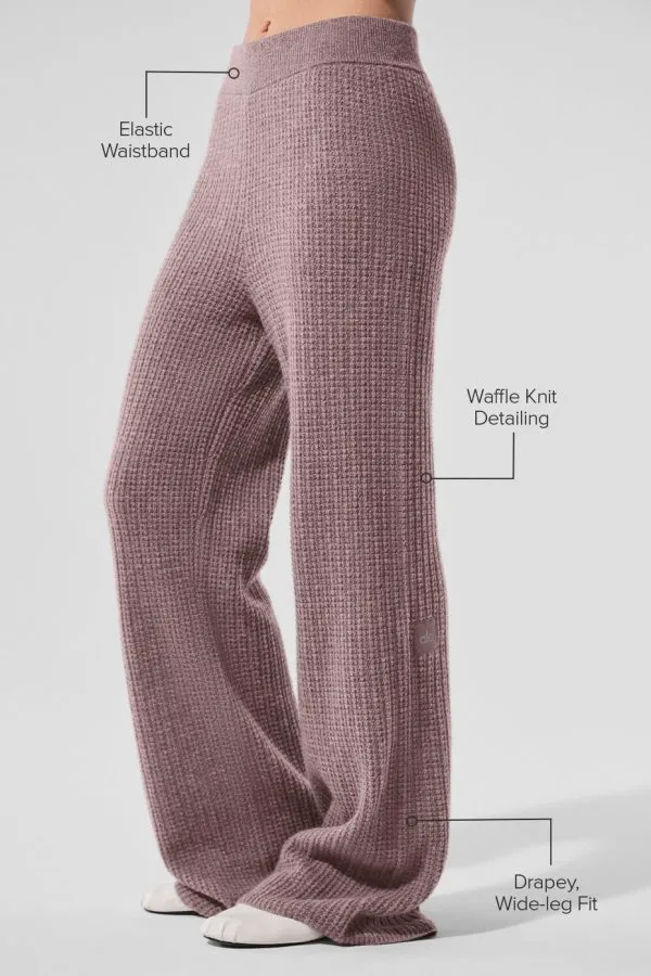 Cashmere High-Waist Plush Waffle Pant - Mushroom Heather
